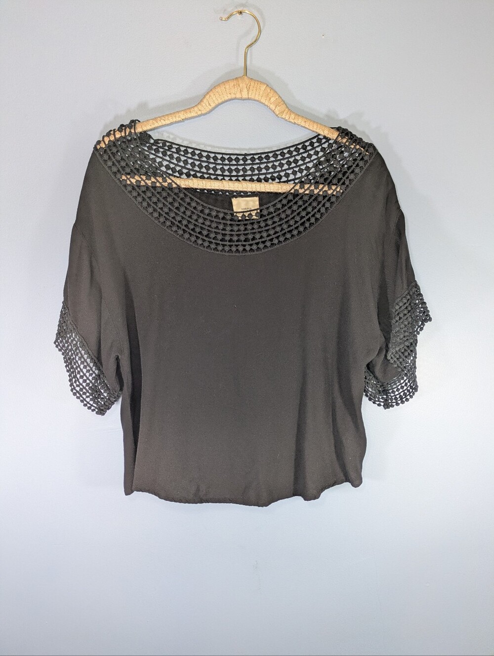 Harper Heritage Black Crochet Trim Top
